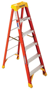 Werner 6206 Step Ladder, 6 ft H, Type IA Duty Rating, Fiberglass, 300 lb, 5 -Step, 10 ft Max Reach